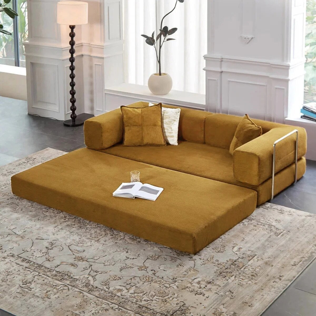 Canapé-lit convertible 78,8 pouces avec oreiller de compression, confortable, futon