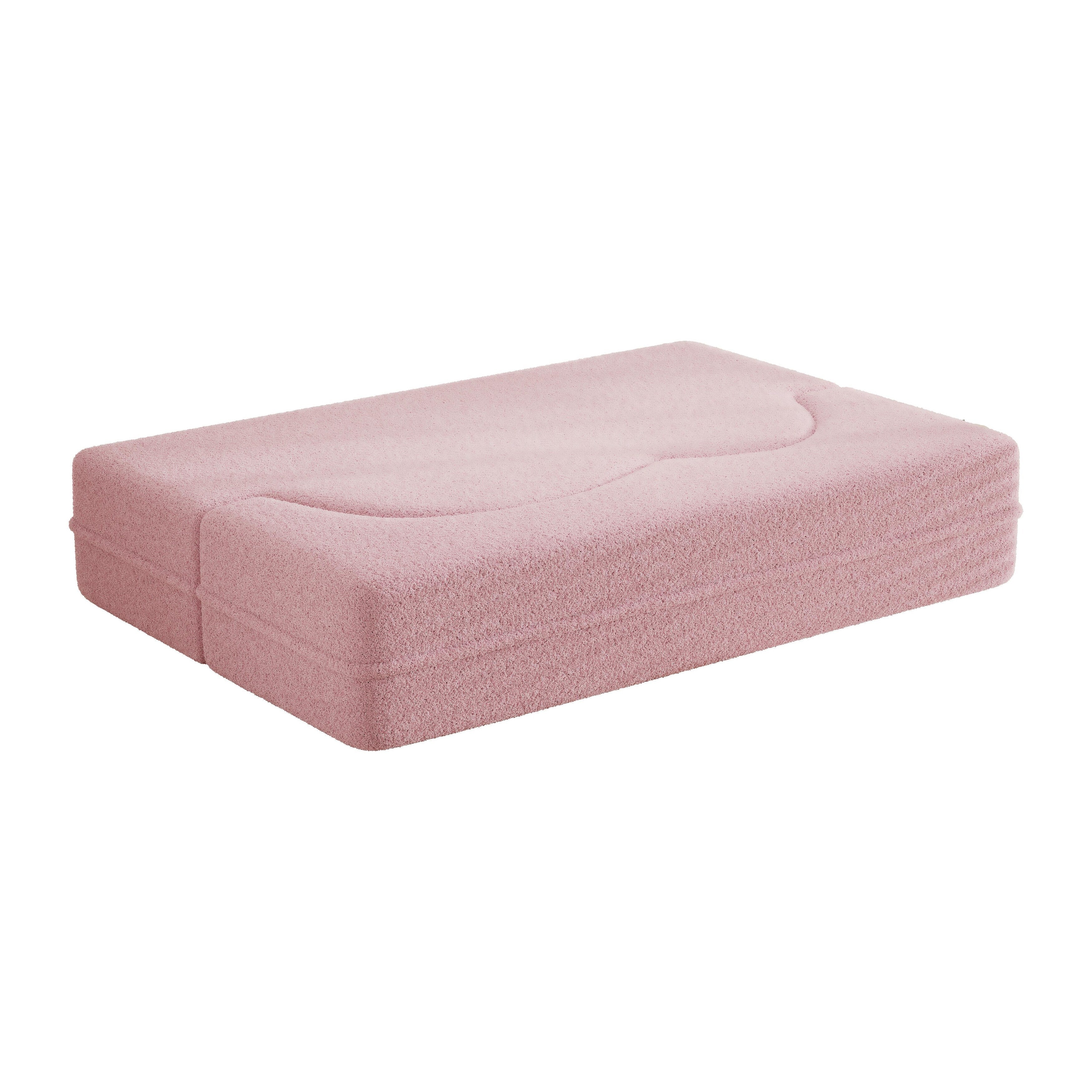 Canapé-lit convertible en tissu Teddy de 78 pouces, rempli de mousse, avec 2 oreillers et matelas pliant pour le salon