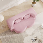Canapé-lit convertible en tissu Teddy de 78 pouces, rempli de mousse, avec 2 oreillers et matelas pliant pour le salon