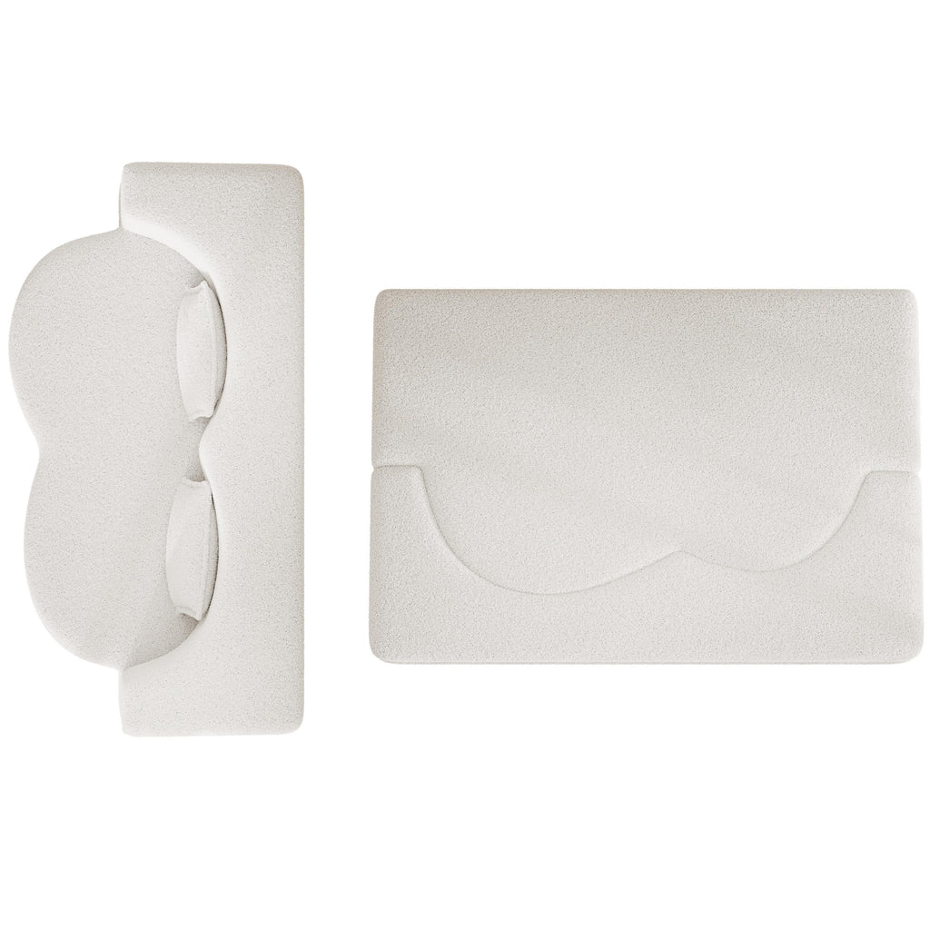 Canapé-lit convertible en tissu Teddy de 78 pouces, rempli de mousse, avec 2 oreillers et matelas pliant pour le salon