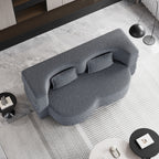 Canapé-lit convertible en tissu Teddy de 78 pouces, rempli de mousse, avec 2 oreillers et matelas pliant pour le salon