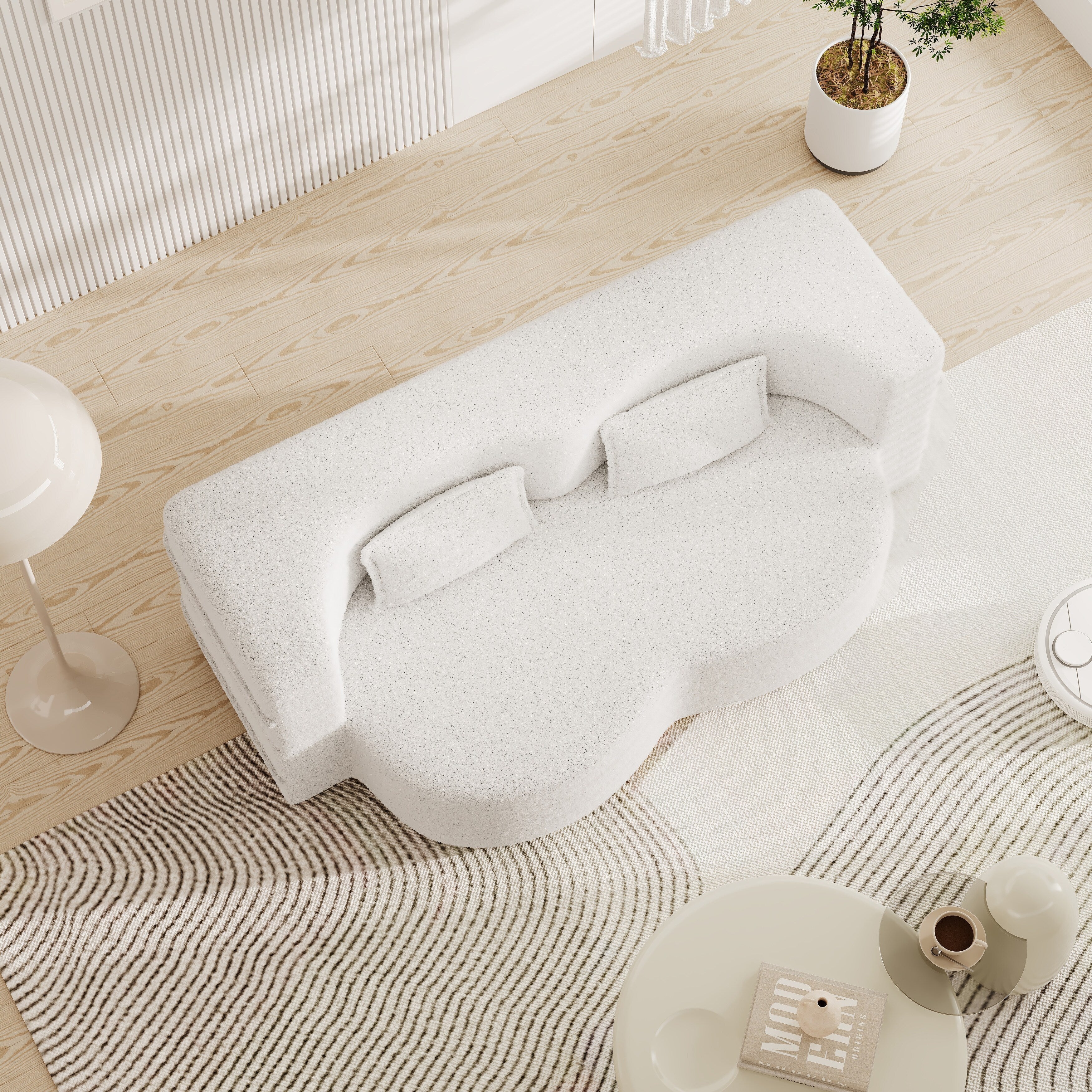 Canapé-lit convertible en tissu Teddy de 78 pouces, rempli de mousse, avec 2 oreillers et matelas pliant pour le salon