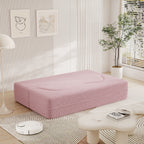 Canapé-lit convertible en tissu Teddy de 78 pouces, rempli de mousse, avec 2 oreillers et matelas pliant pour le salon