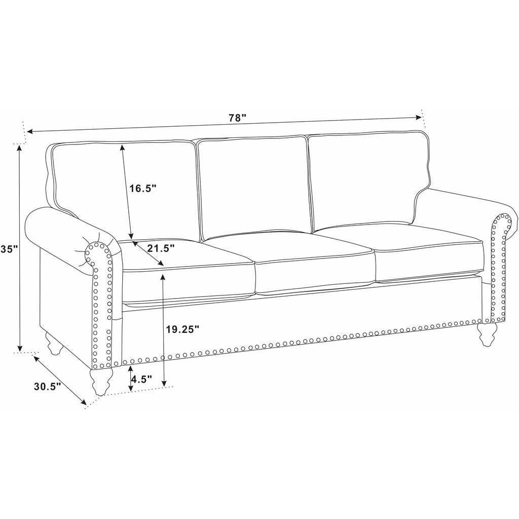 Canapé Harbor en lin mélangé - 30,5 po x 78 po x 35 po