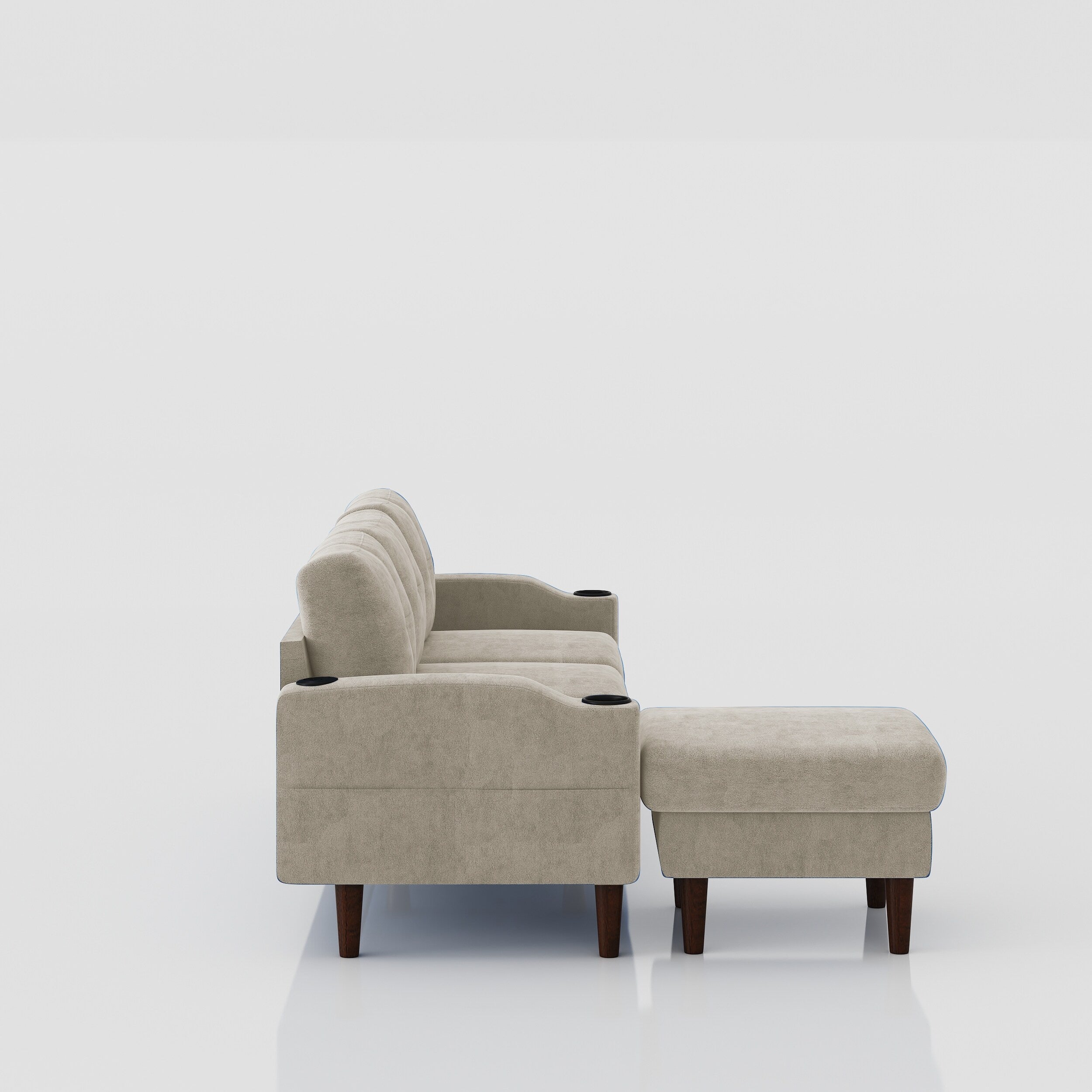 Canapé convertible en L en tissu de 78 po avec rangement, port USB et porte-gobelet – Idéal pour les petits espaces