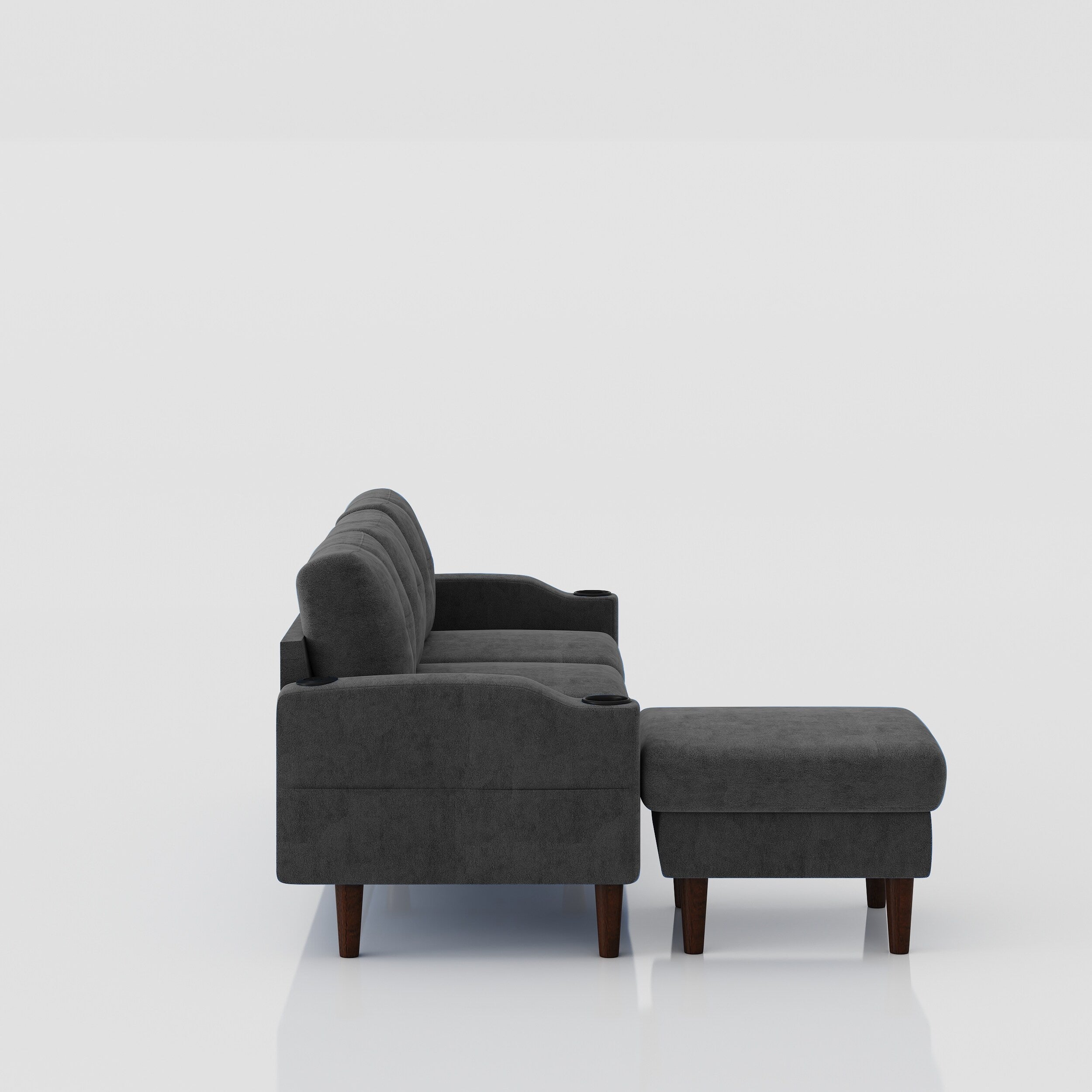 Canapé convertible en L en tissu de 78 po avec rangement, port USB et porte-gobelet – Idéal pour les petits espaces