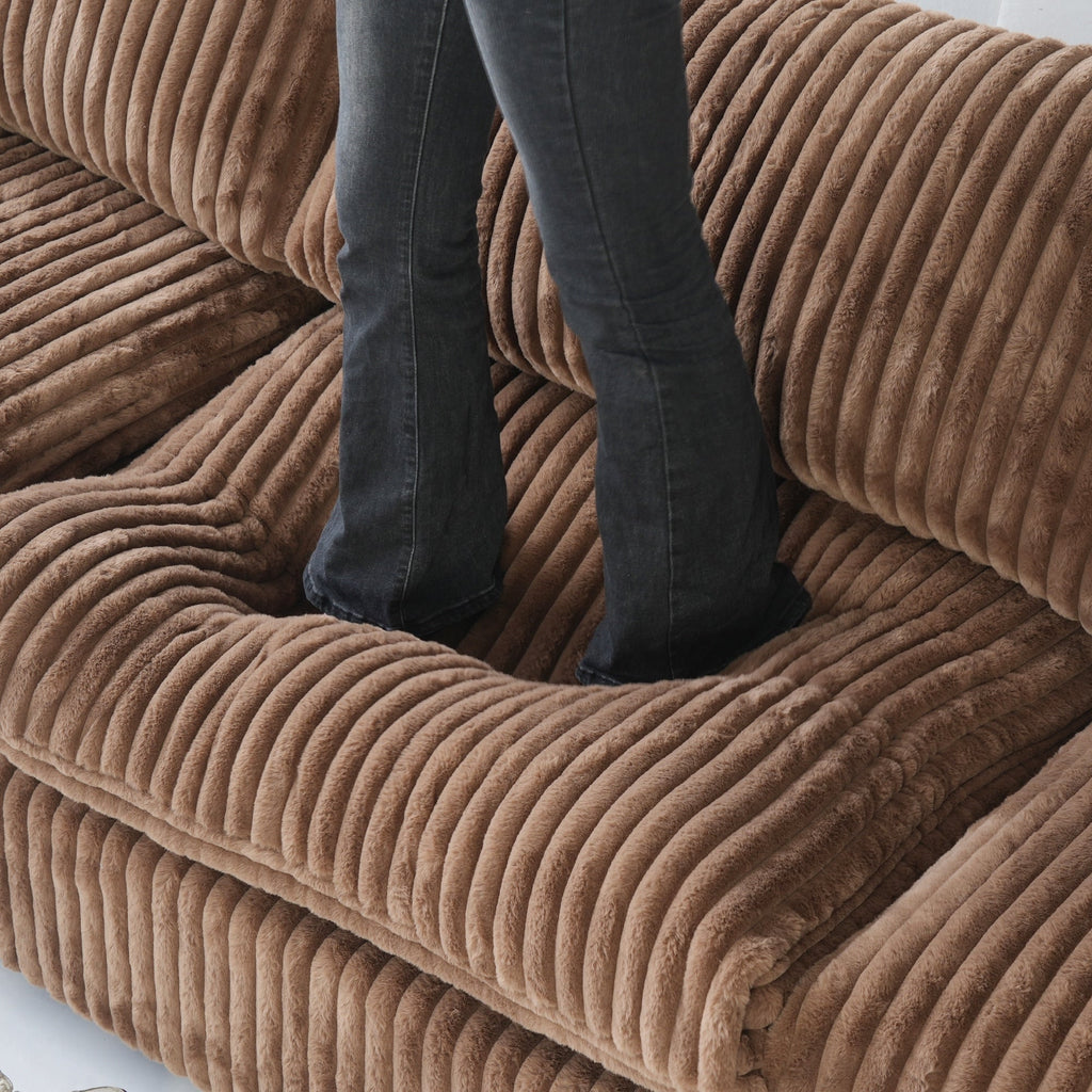 Canapé-lit en tissu pelucheux de 78 po