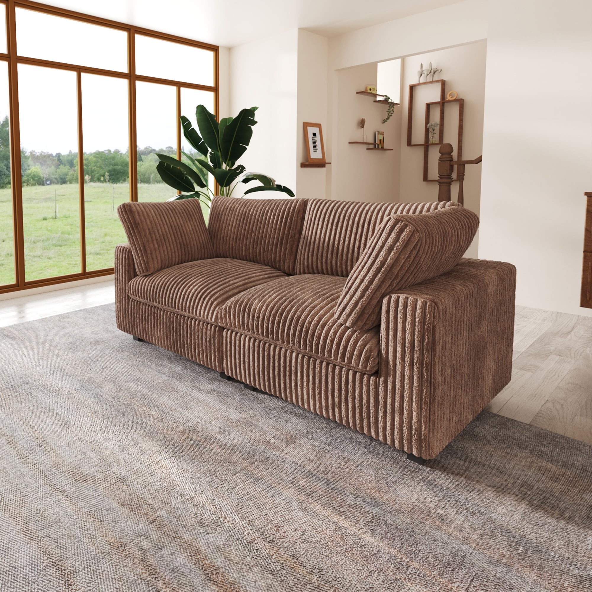 Canapé-lit en tissu pelucheux de 78 po