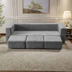 Canapé 3 places en chenille 79,14 avec mousse haute densité, housse amovible zippée et tapis de jeu pliable