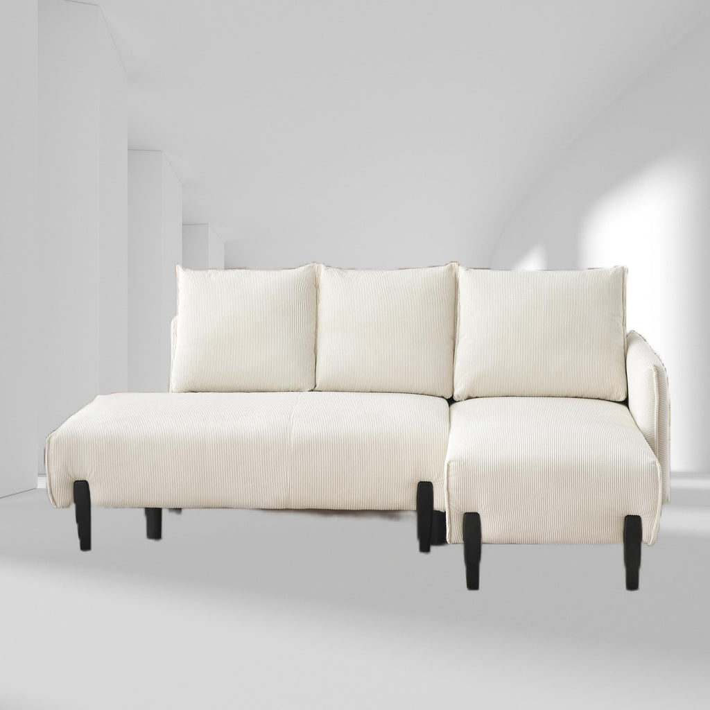 Canapé en velours de 201,5 cm – Design milieu de siècle avec 3 coussins décoratifs