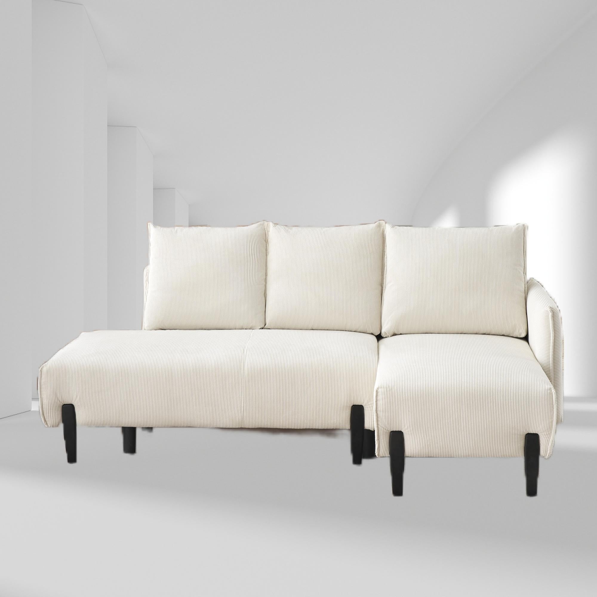 Canapé en velours de 201,5 cm – Design milieu de siècle avec 3 coussins décoratifs