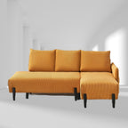 Canapé en velours de 201,5 cm – Design milieu de siècle avec 3 coussins décoratifs