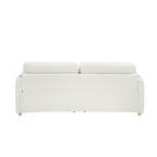 Tissu de canapé en coton et lin Teddy de 79,50 pouces de long, avec pieds longs coniques en métal, bande métallique assortie, élégant et simple - Beige