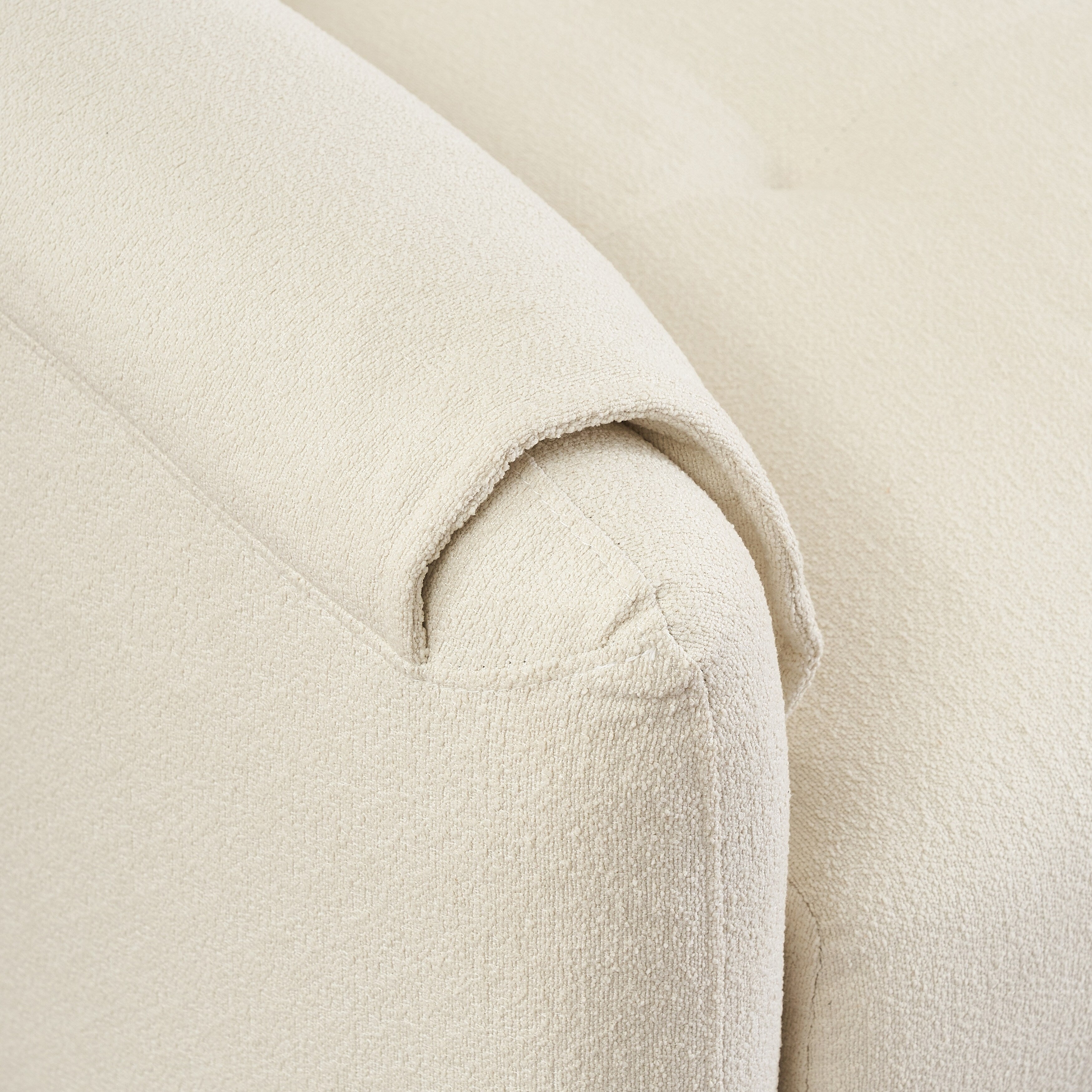 Tissu de canapé en coton et lin Teddy de 79,50 pouces de long, avec pieds longs coniques en métal, bande métallique assortie, élégant et simple - Beige