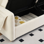 Tissu de canapé en coton et lin Teddy de 79,50 pouces de long, avec pieds longs coniques en métal, bande métallique assortie, élégant et simple