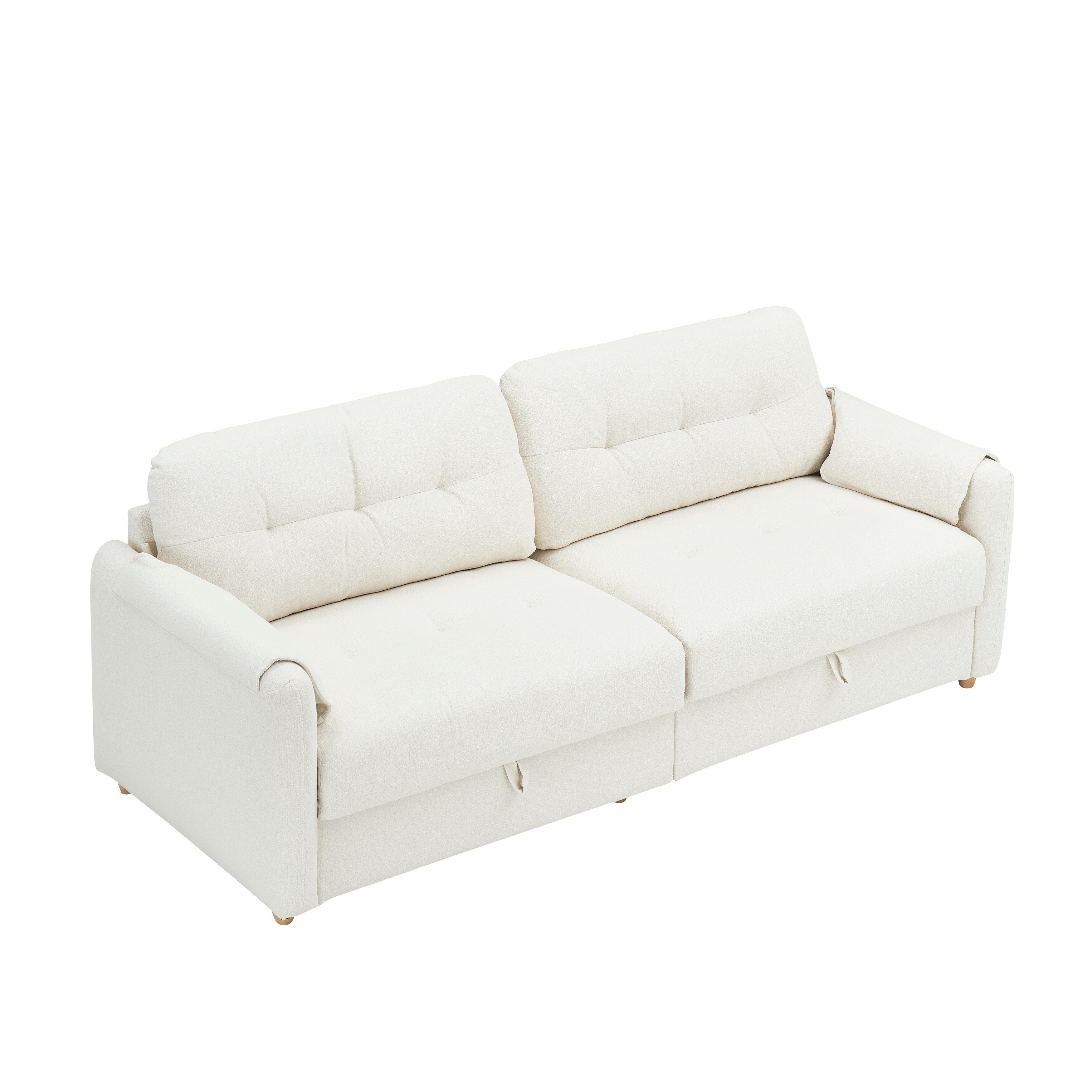 Tissu de canapé en coton et lin Teddy de 79,50 pouces de long, avec pieds longs coniques en métal, bande métallique assortie, élégant et simple