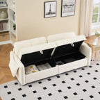 Tissu de canapé en coton et lin Teddy de 79,50 pouces de long, avec pieds longs coniques en métal, bande métallique assortie, élégant et simple