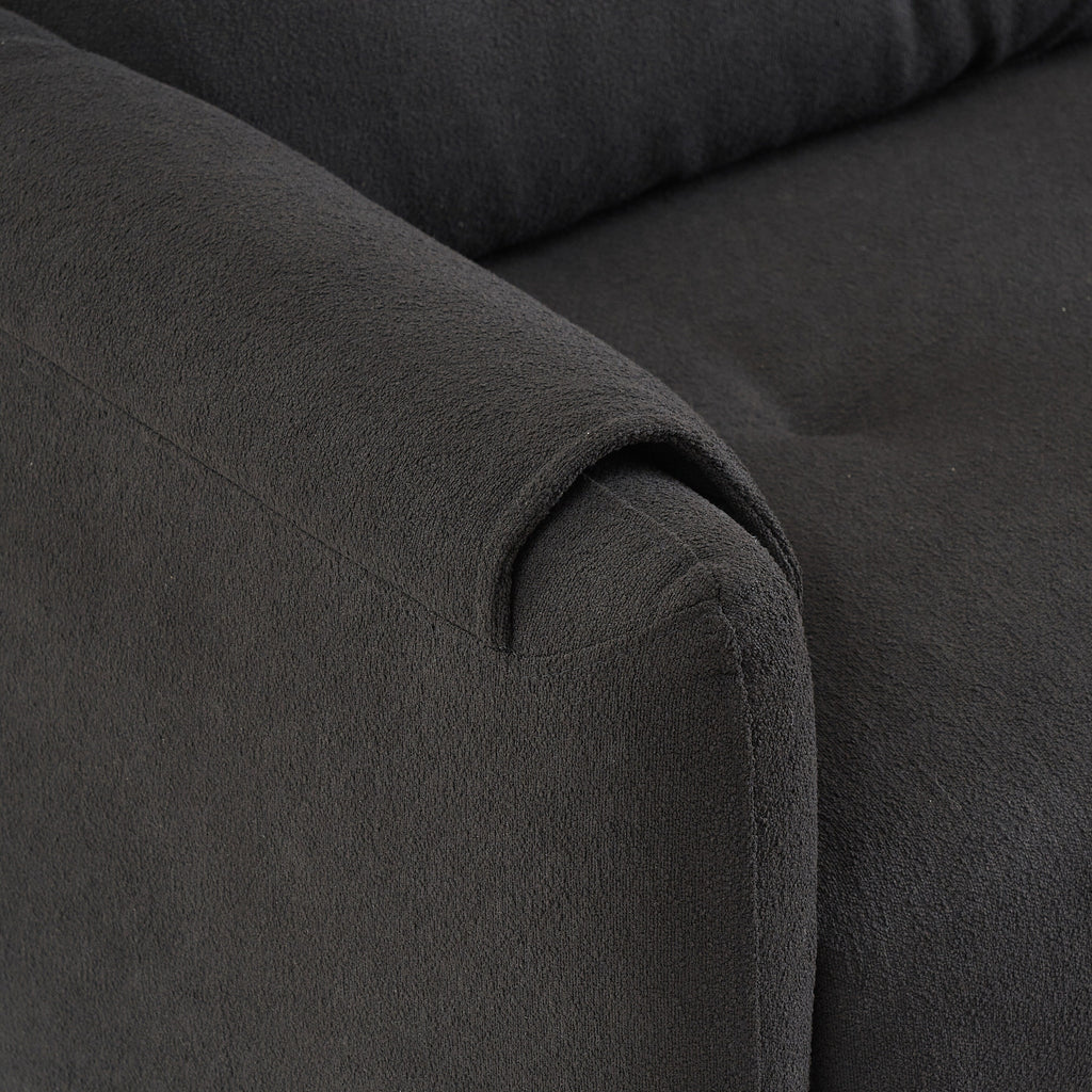 Tissu de canapé en coton et lin Teddy de 79,50 pouces de long, avec pieds longs coniques en métal, bande métallique assortie, élégant et simple