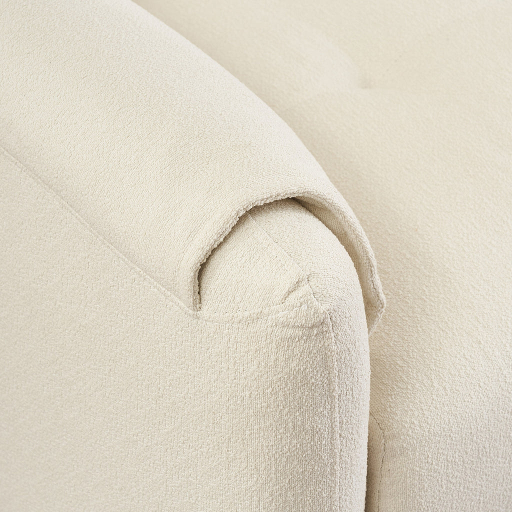 Tissu de canapé en coton et lin Teddy de 79,50 pouces de long, avec pieds longs coniques en métal, bande métallique assortie, élégant et simple