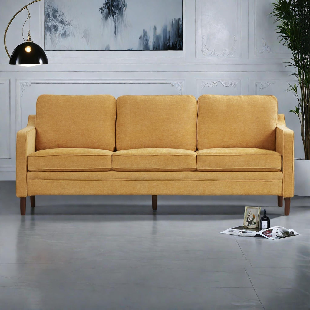 Canapé 3 places classique moderne en tissu 79,5 avec accoudoirs carrés pour salon