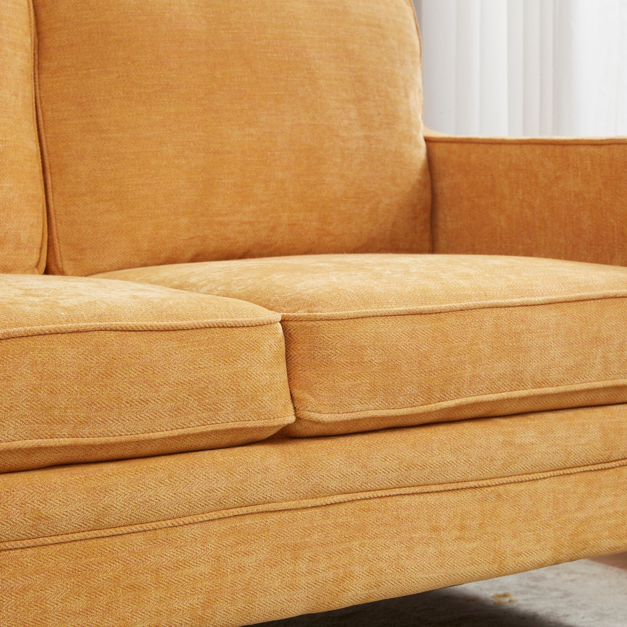 Canapé 3 places classique moderne en tissu 79,5 avec accoudoirs carrés pour salon