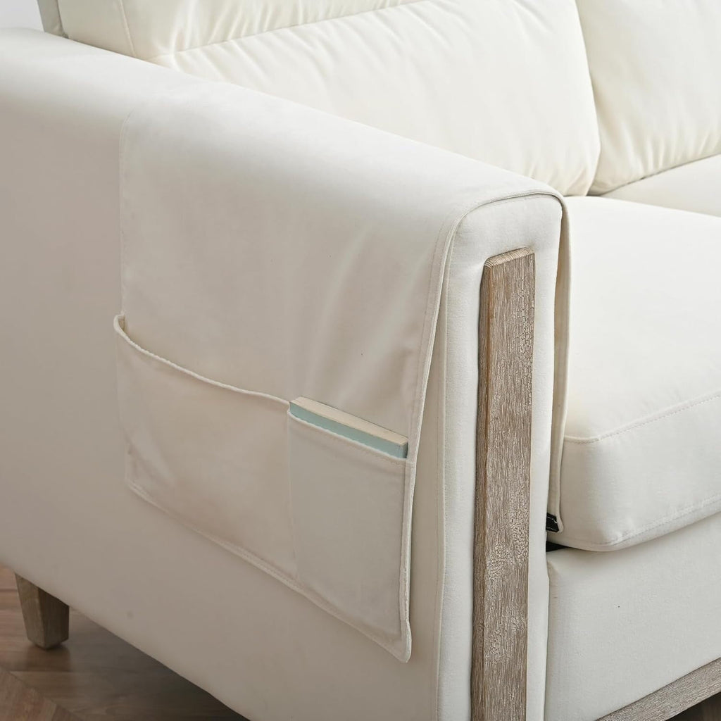 Canapé 3 places moderne de 79,5 pouces avec coussins et accoudoirs, poche latérale pour le salon