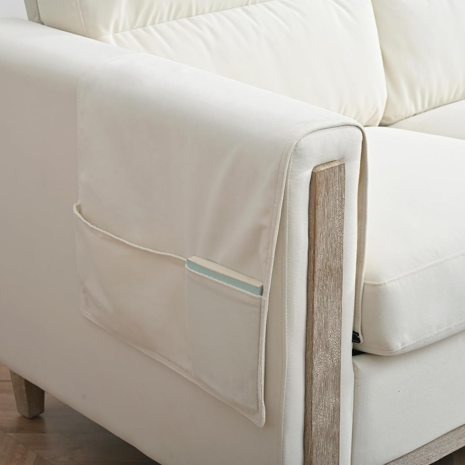 Canapé 3 places moderne de 79,5 pouces avec coussins et accoudoirs, poche latérale pour le salon