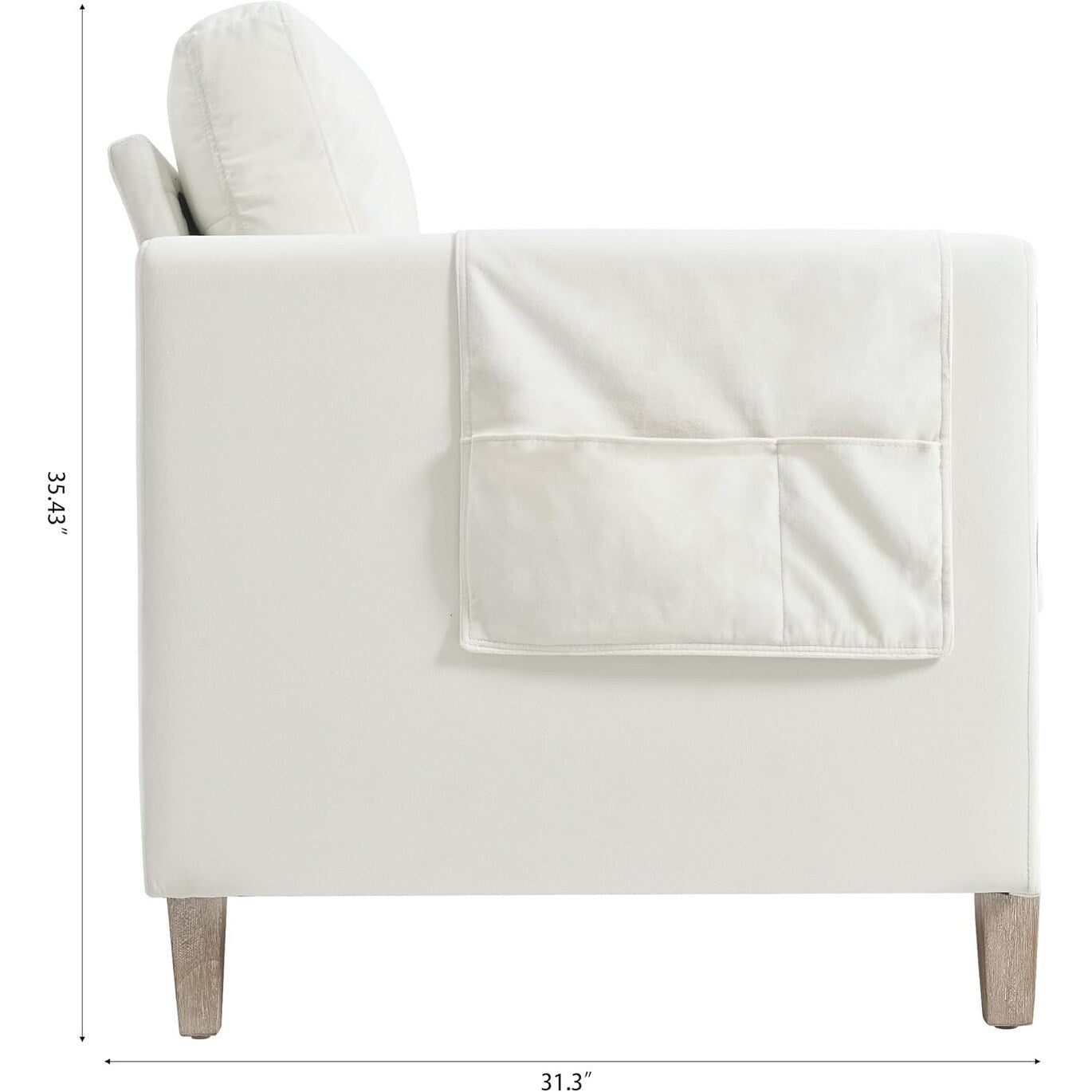 Canapé 3 places moderne de 79,5 pouces avec coussins et accoudoirs, poche latérale pour le salon