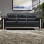 Canapé 3 places en velours massif 79,5" avec assise à ressorts ensachés, dossier en mousse PP et poche de rangement latérale