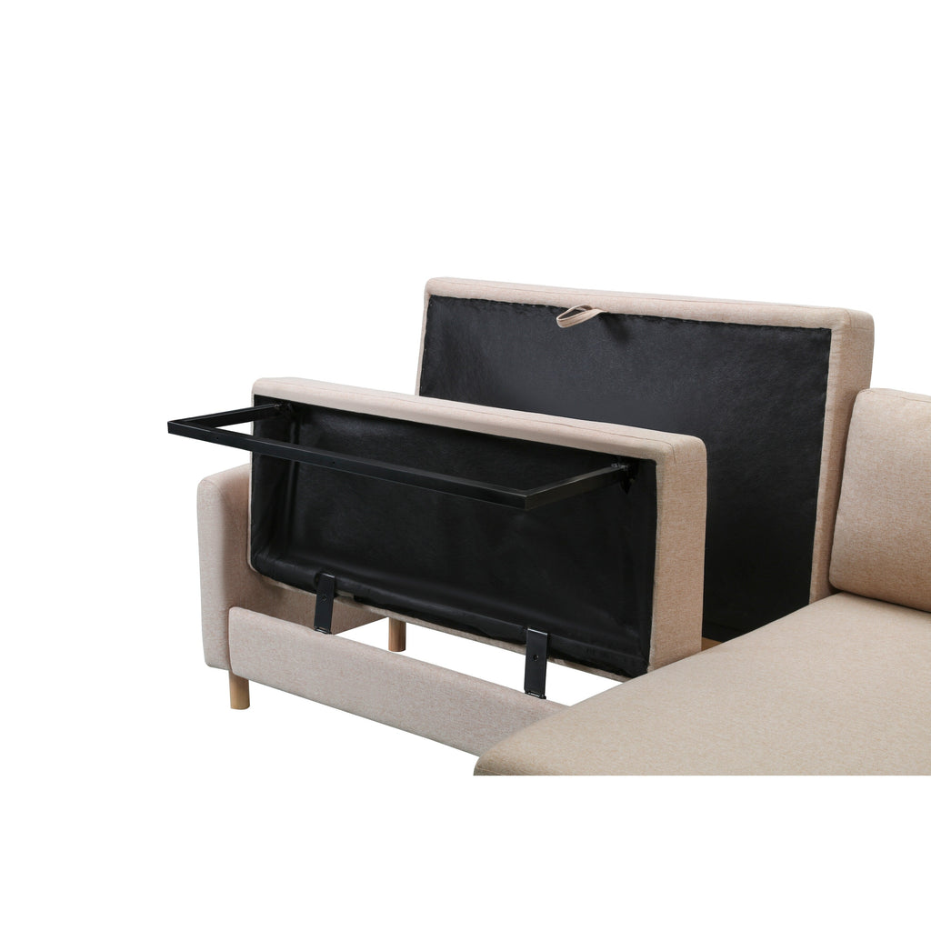 Canapé-lit 3 places en L en tissu de 79,5 pouces avec méridienne, lit gigogne et design rembourré