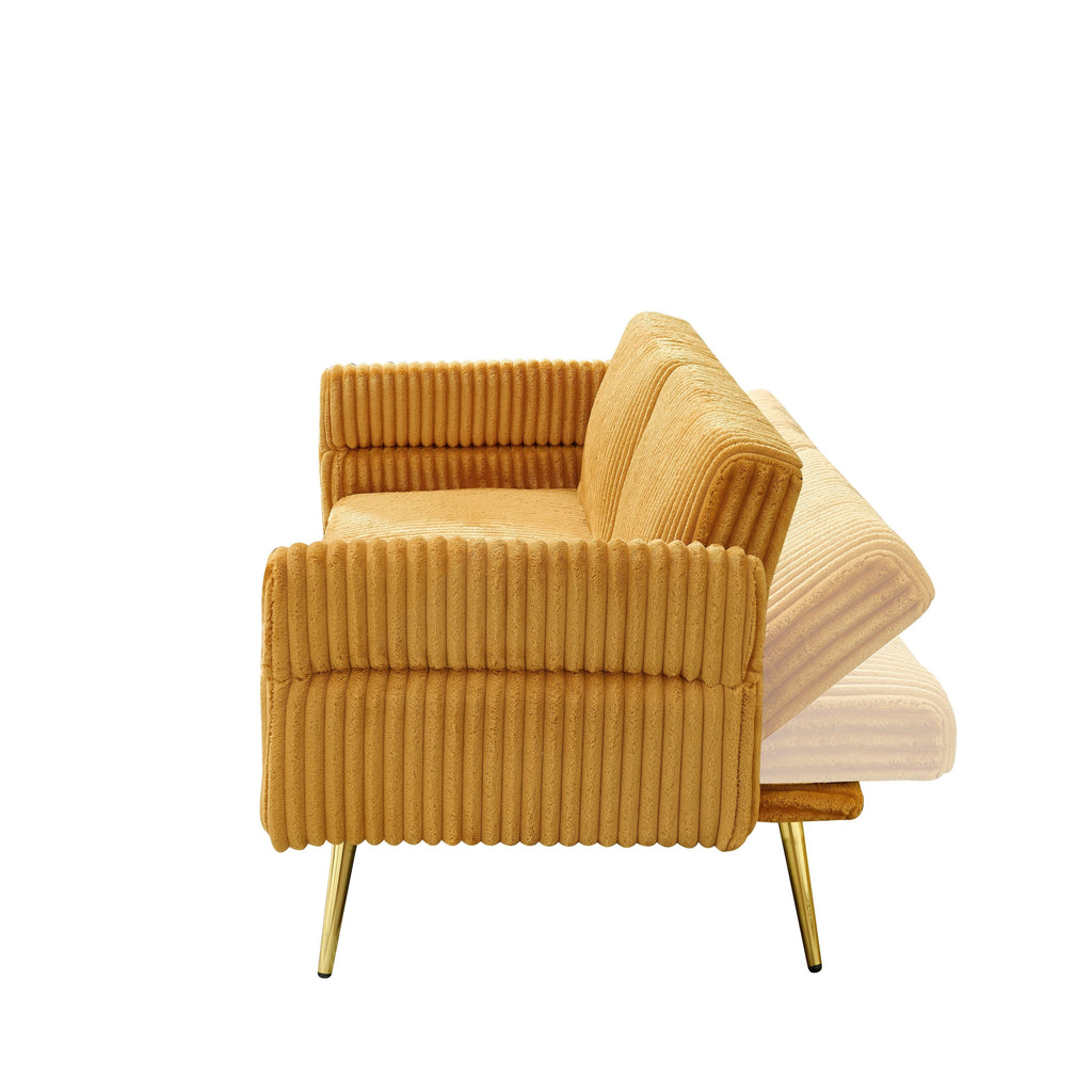 Canapé-lit pliable en velours côtelé 79 avec accoudoirs à 3 positions, mousse haute résilience et pieds en métal