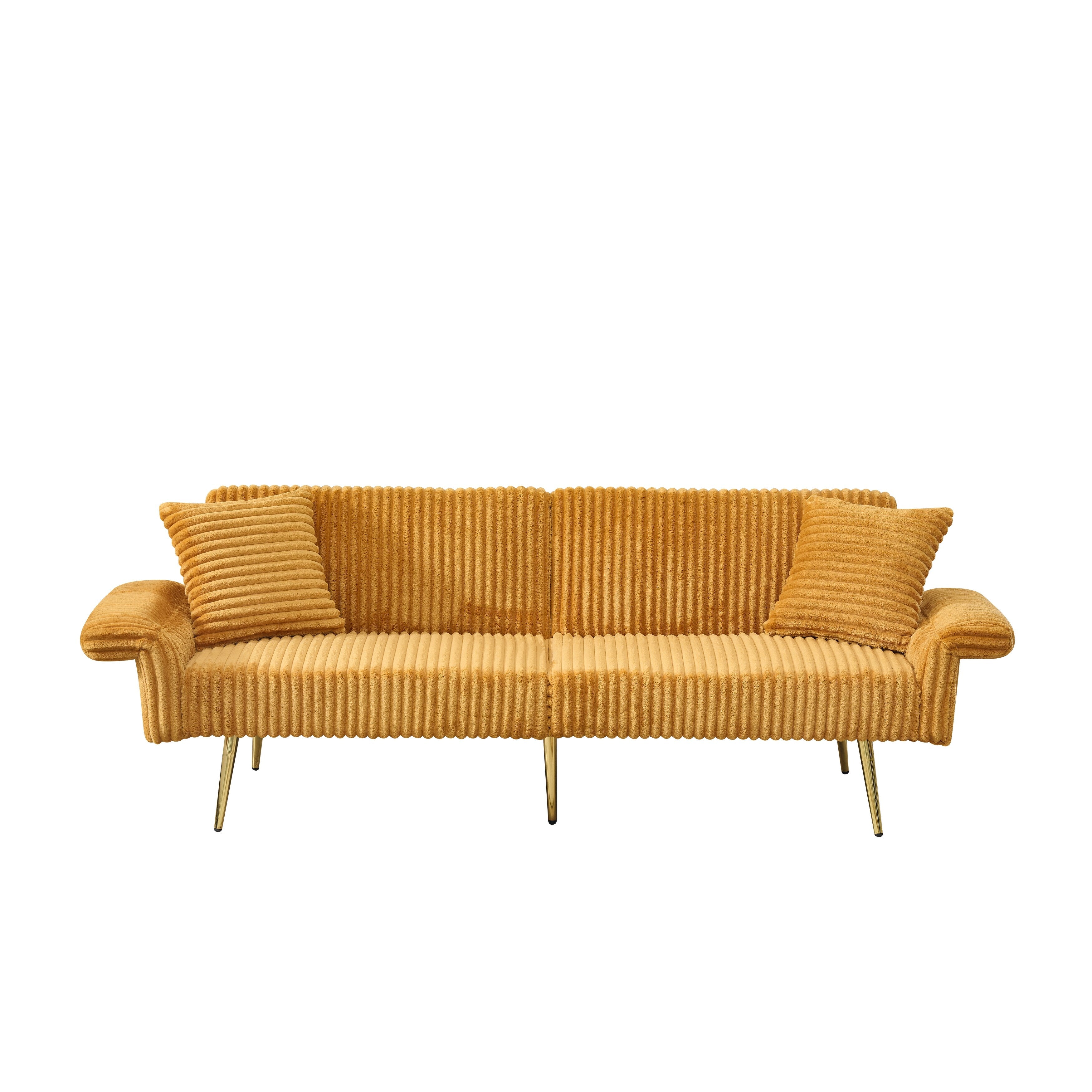 Canapé-lit pliable en velours côtelé 79 avec accoudoirs à 3 positions, mousse haute résilience et pieds en métal