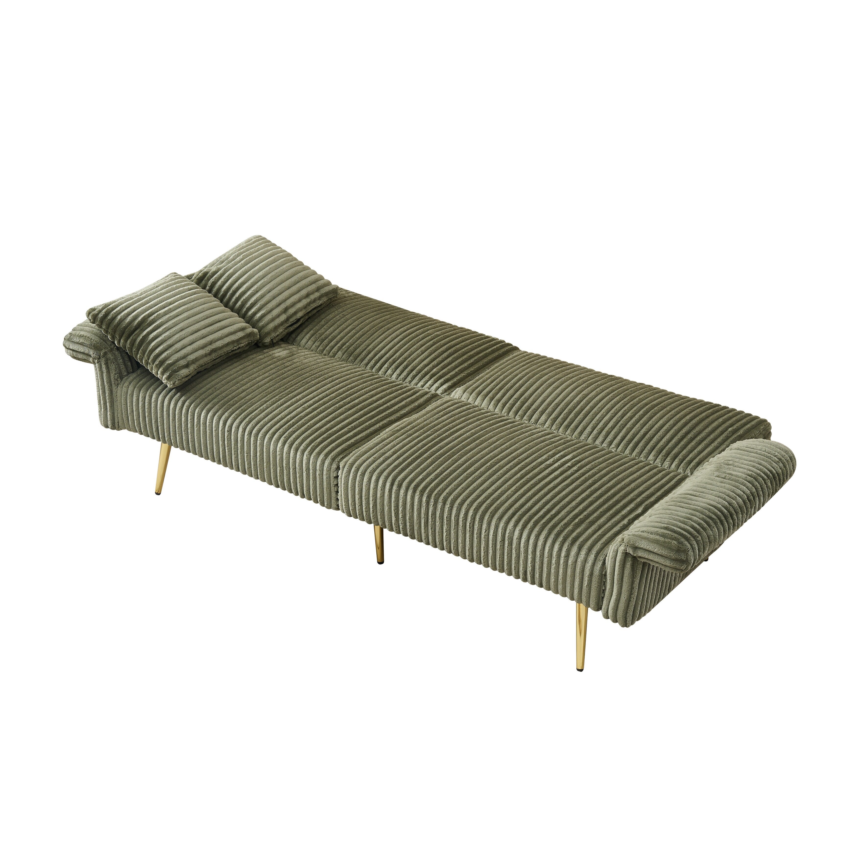 Canapé-lit pliable en velours côtelé 79 avec accoudoirs à 3 positions, mousse haute résilience et pieds en métal