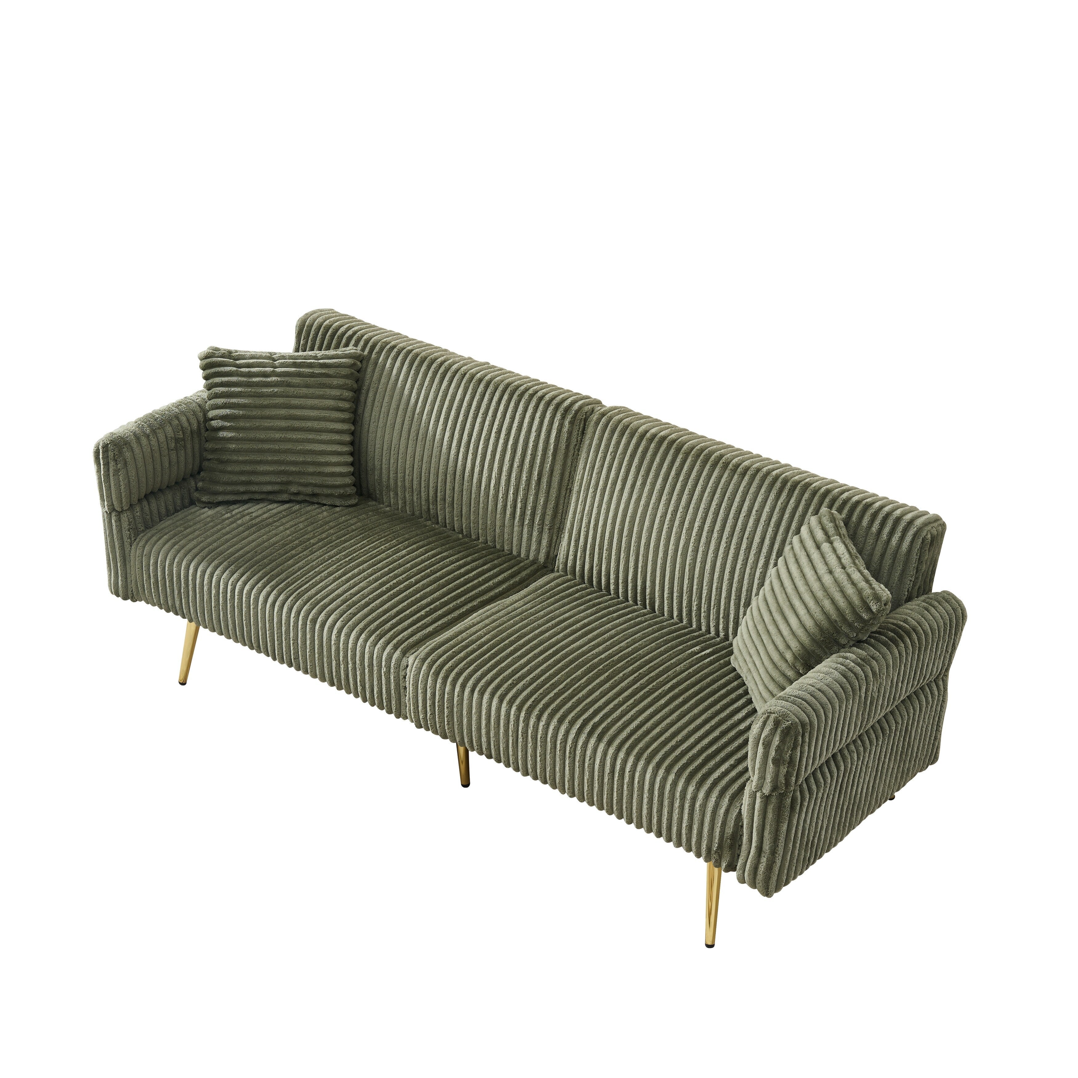 Canapé-lit pliable en velours côtelé 79 avec accoudoirs à 3 positions, mousse haute résilience et pieds en métal