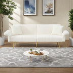 Canapé-lit pliable en velours côtelé 79 avec accoudoirs à 3 positions, mousse haute résilience et pieds en métal