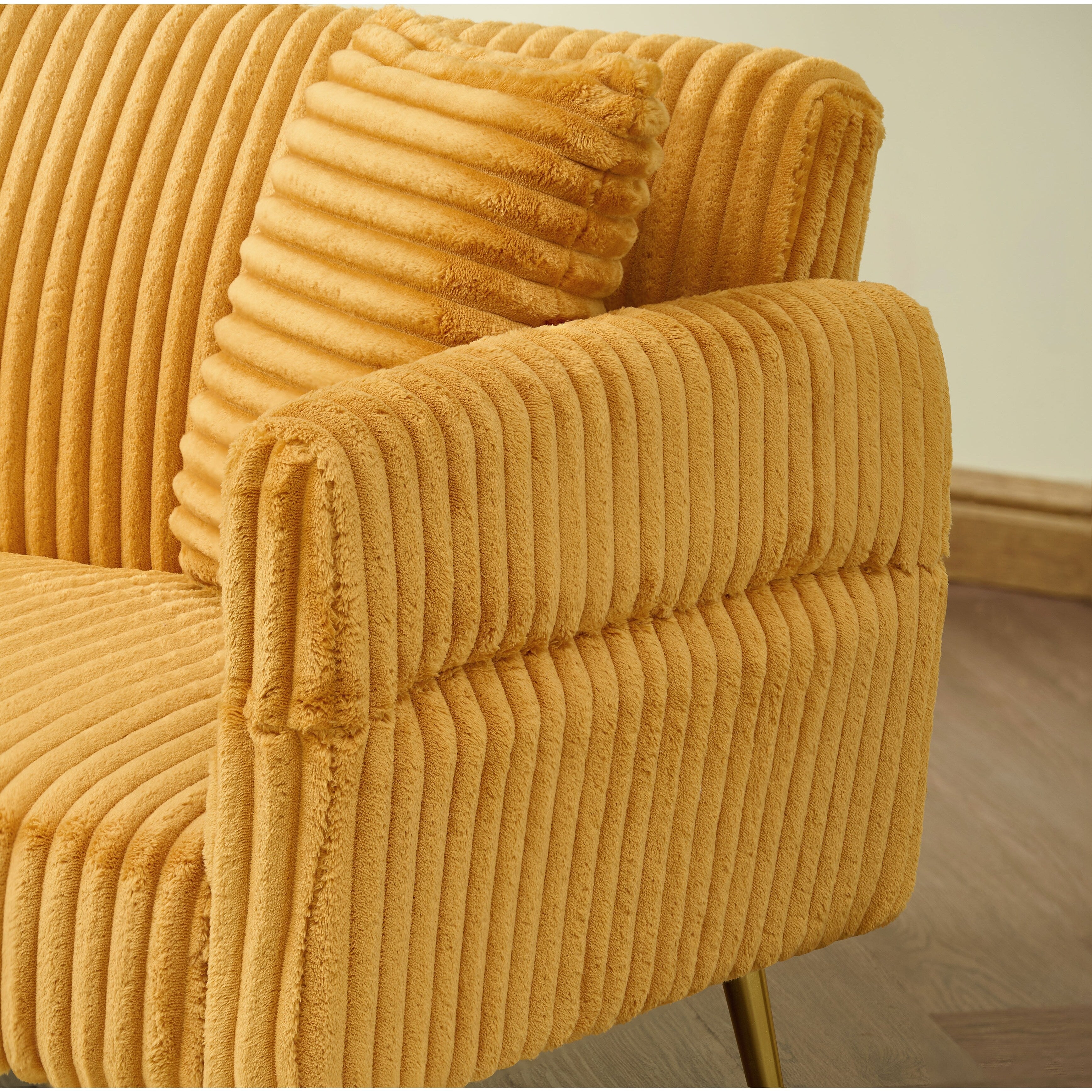 Canapé-lit pliable en velours côtelé 79 avec accoudoirs à 3 positions, mousse haute résilience et pieds en métal