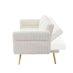 Canapé-lit pliable en velours côtelé 79 avec accoudoirs à 3 positions, mousse haute résilience et pieds en métal