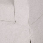 Canapé 3 places en tissu rayé avec accoudoirs encastrés et jupe pour salon