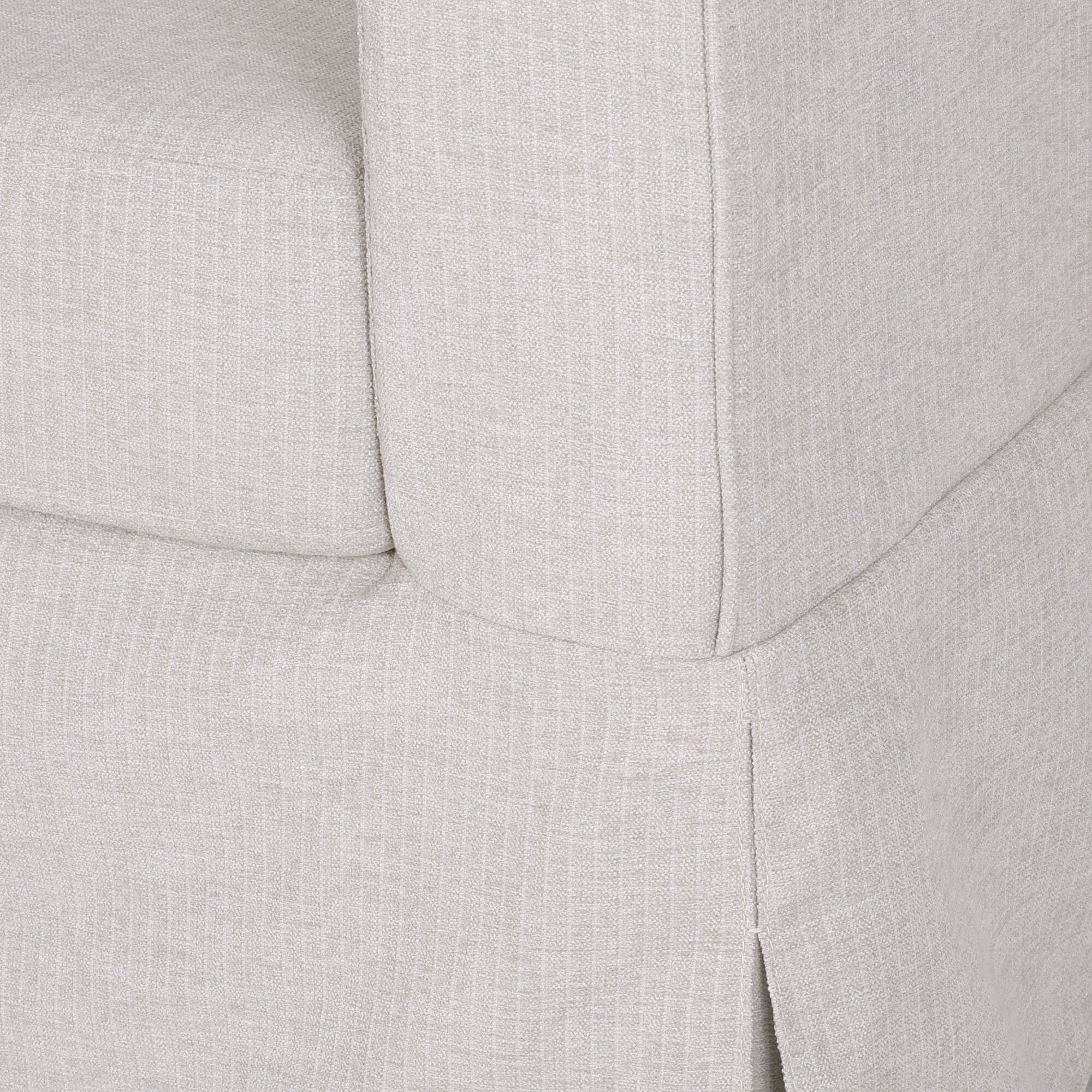 Canapé 3 places en tissu rayé avec accoudoirs encastrés et jupe pour salon