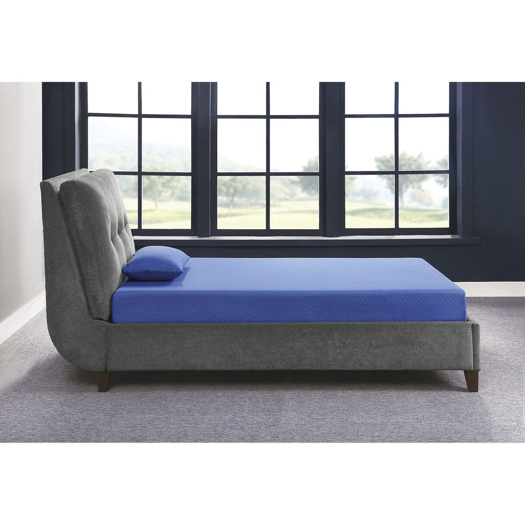 Ensemble matelas et oreiller 18 cm, tissu respirant, mousse à mémoire de forme infusée de gel, bleu, matelas dans une boîte