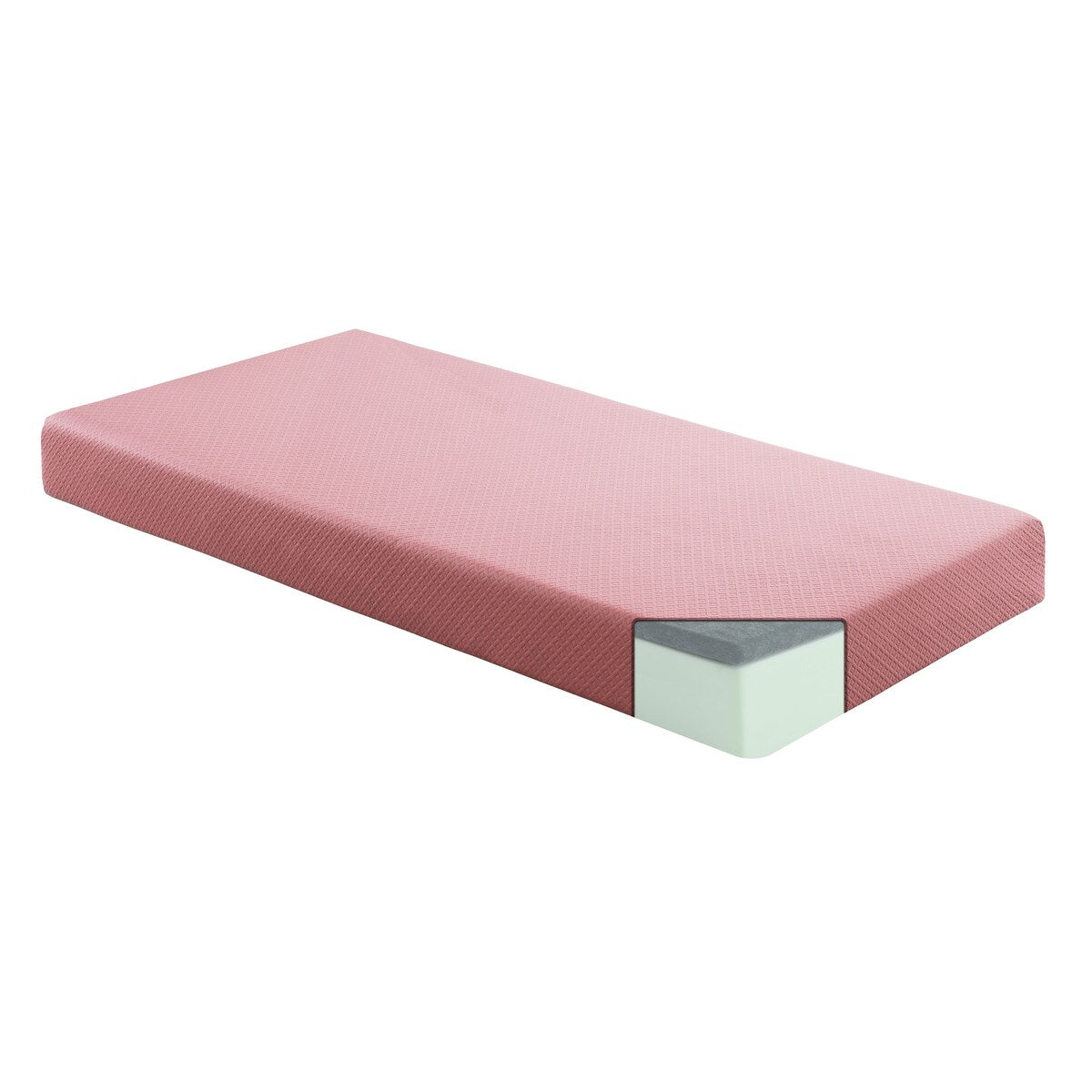 Ensemble matelas et oreiller 18 cm, tissu respirant, mousse à mémoire de forme infusée de gel, rose, matelas dans une boîte