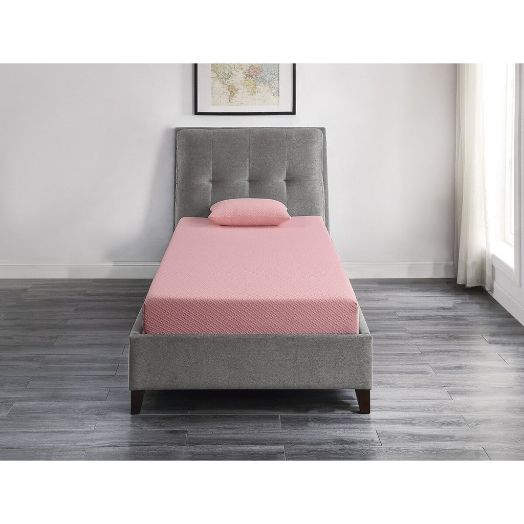Ensemble matelas et oreiller 18 cm, tissu respirant, mousse à mémoire de forme infusée de gel, rose, matelas dans une boîte