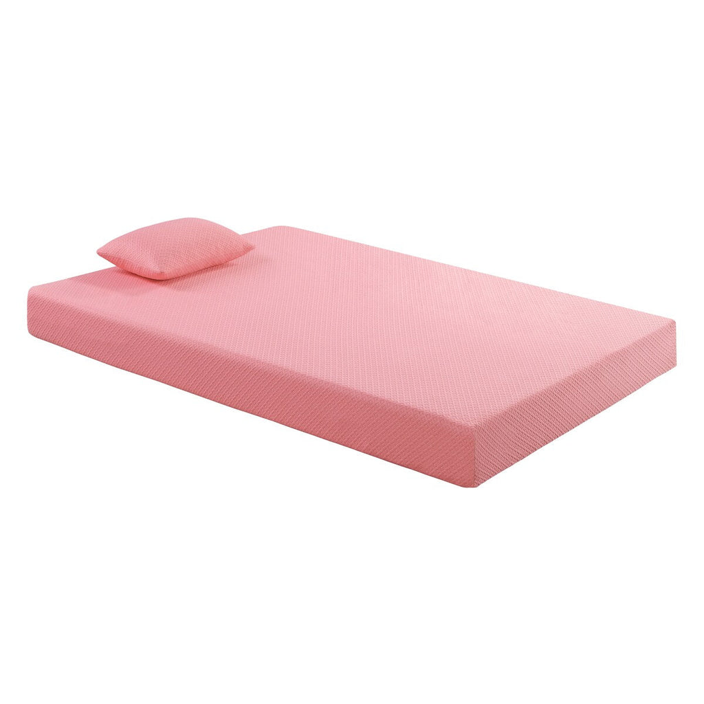 Ensemble matelas et oreiller 18 cm, tissu respirant, mousse à mémoire de forme infusée de gel, rose, matelas dans une boîte