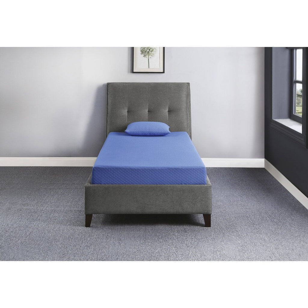 Ensemble matelas et oreiller double 7 pouces, tissu respirant, mousse à mémoire de forme infusée de gel, bleu, matelas dans une boîte
