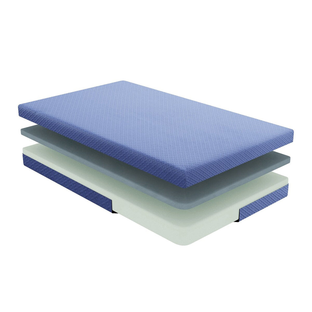 Ensemble matelas et oreiller double 7 pouces, tissu respirant, mousse à mémoire de forme infusée de gel, bleu, matelas dans une boîte