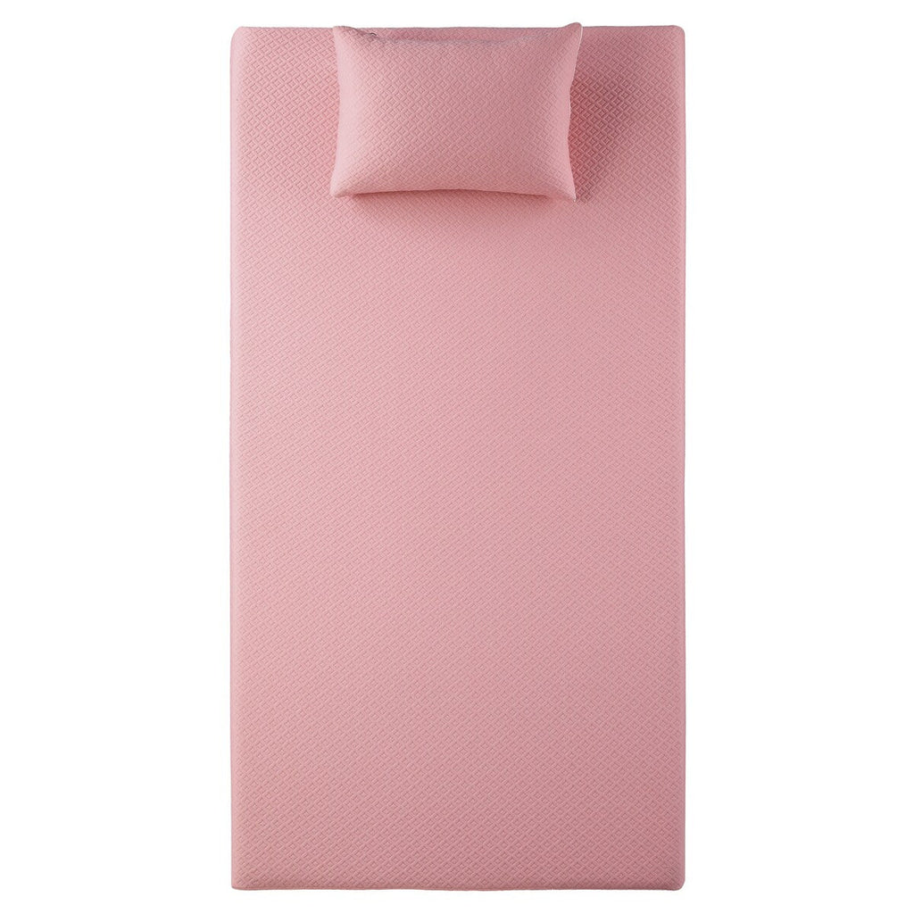 Ensemble matelas et oreiller double 7 pouces, tissu respirant, mousse à mémoire de forme infusée de gel, rose, matelas dans une boîte