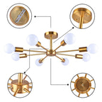 Plafonnier semi-encastré Spoutnik noir/doré pour salon, cuisine, bureau, chambre à coucher, hall d'entrée