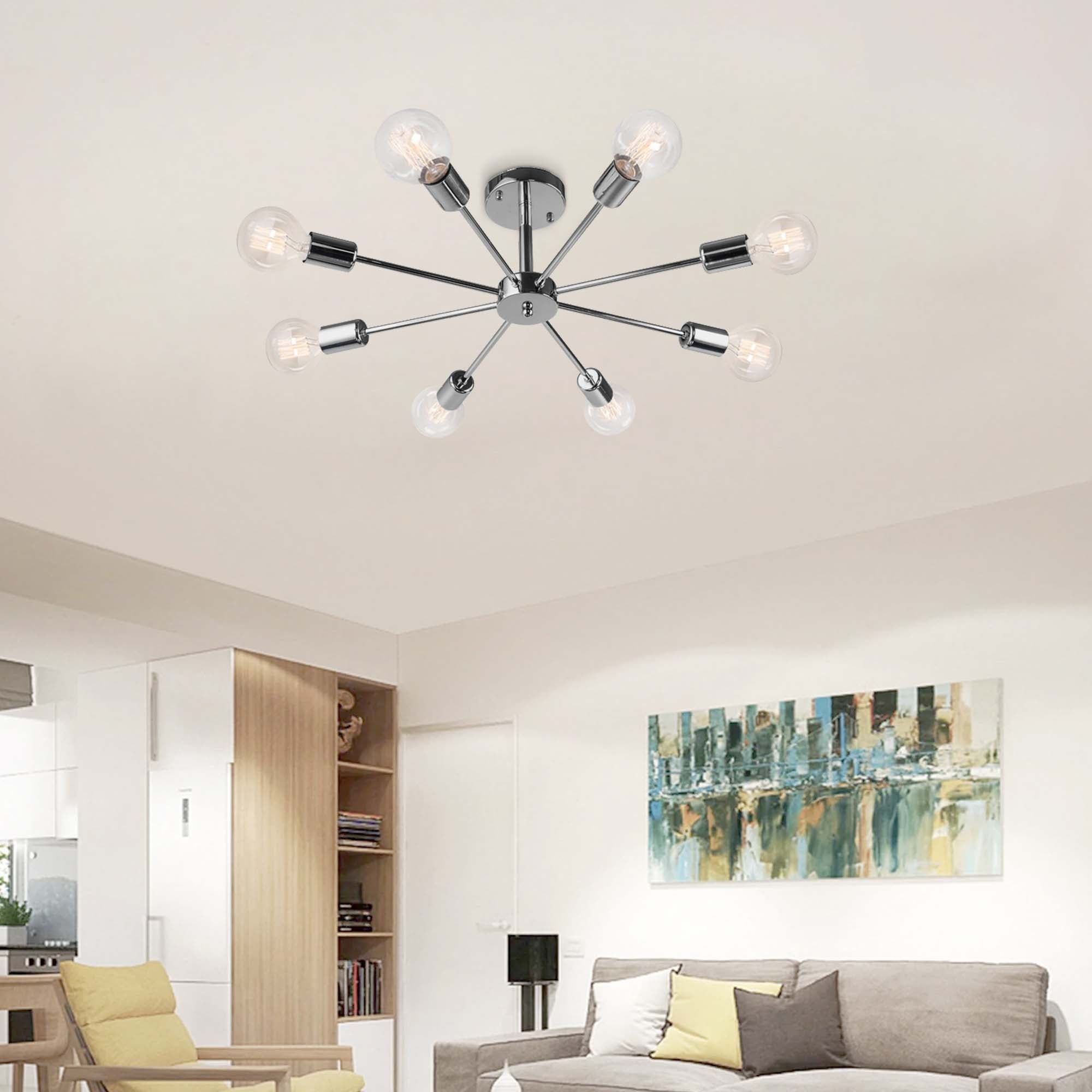 Plafonnier semi-encastré Spoutnik noir/doré pour salon, cuisine, bureau, chambre à coucher, hall d'entrée