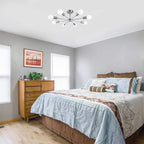 Plafonnier semi-encastré Spoutnik noir/doré pour salon, cuisine, bureau, chambre à coucher, hall d'entrée