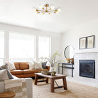 Plafonnier semi-encastré Spoutnik noir/doré pour salon, cuisine, bureau, chambre à coucher, hall d'entrée